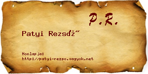 Patyi Rezső névjegykártya